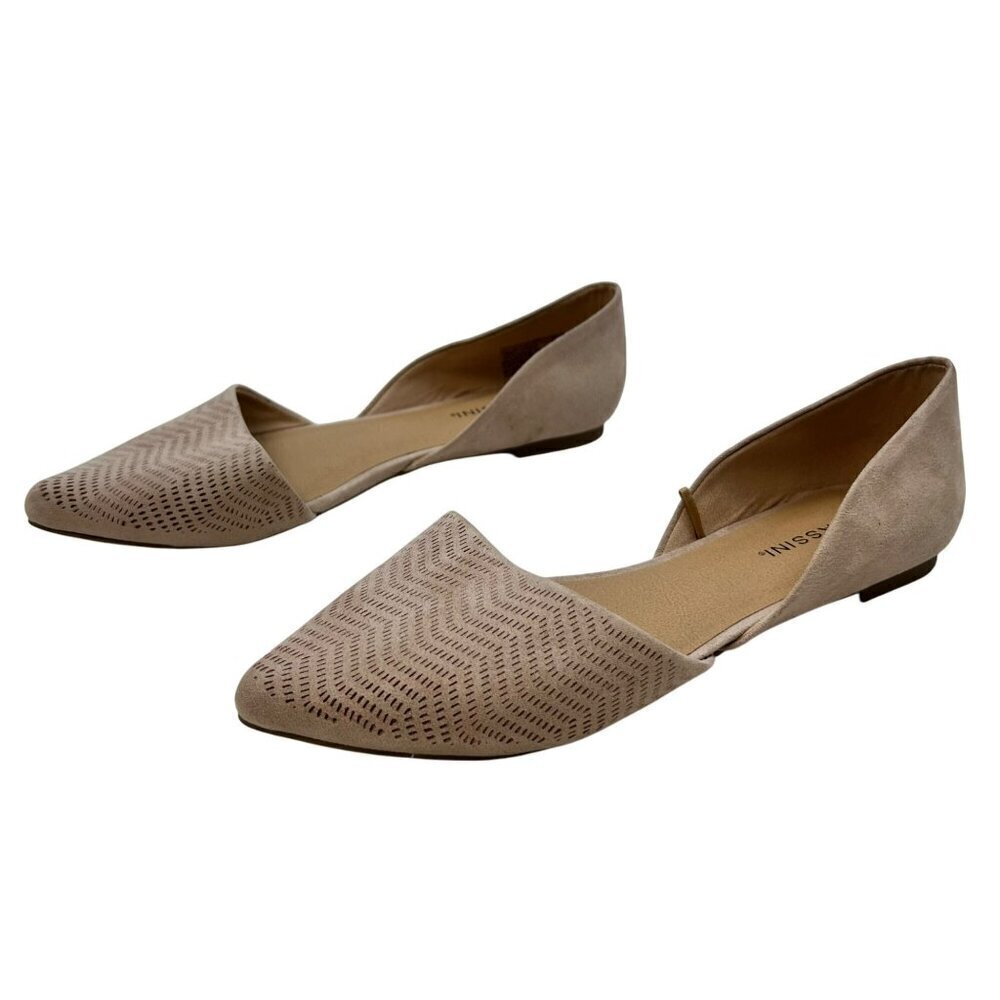 Massini Womens Beverly Pointed Toe Flats Blush Faux Suede Size 7.5